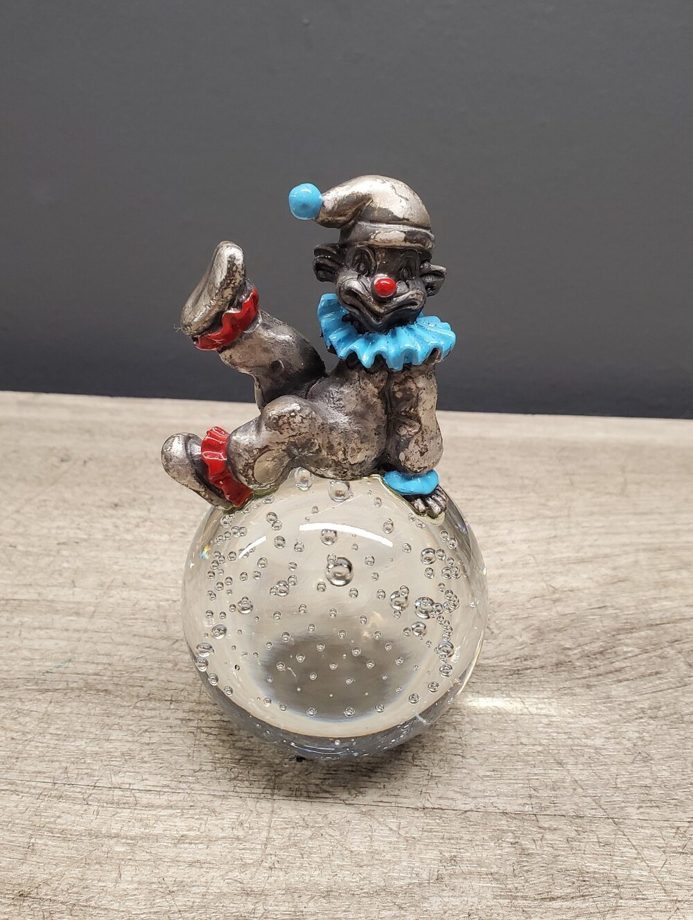Vintage George Good paperweight with pewter clown on top